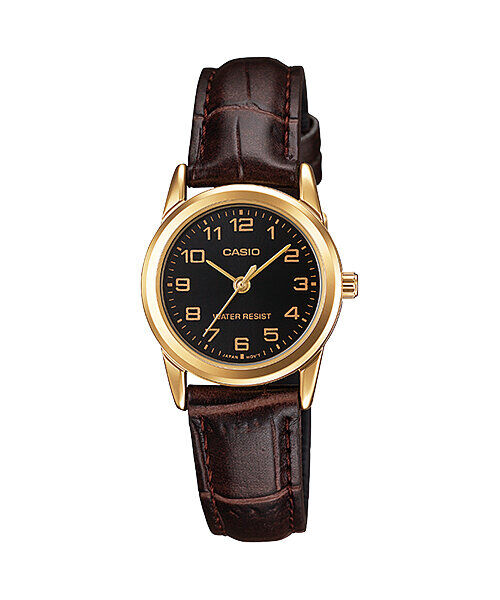 Casio LTP-V001GL-1BUDF Quartz Deri Kahverengi Siyah Kadran 25 mm Kadın Kol Saati