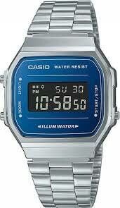 Casio A168WEM-2BVDF Retro Quartz Çelik Gri Mavi Kadran 36 mm Kadın Kol Saati