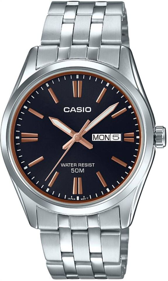 Casio MTP-1335D-1A2VDF Quartz Çelik Gri Siyah Kadran 38 mm Erkek Kol Saati
