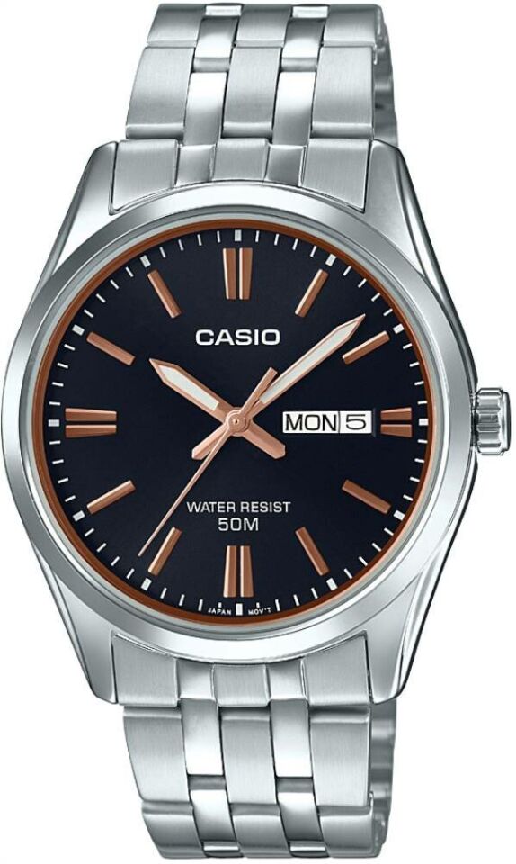 Casio MTP-1335D-1A2VDF Quartz Çelik Gri Siyah Kadran 38 mm Erkek Kol Saati
