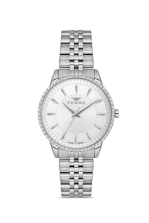 Ferro Gümüş Çelik Kordon Kadın Kol Saati FL21544AWT-A 3ATM Su Geçirmez 2 Yıl Garantili HediyePaketli