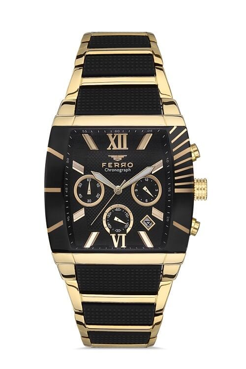 Ferro Sarı ve Siyah Celik kordon Erkek Kol Saati FM31266A-N