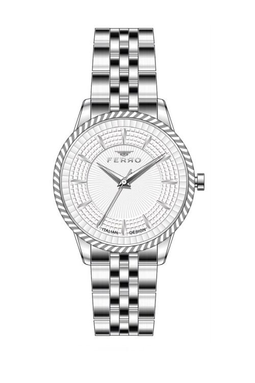 Ferro Gümüş Çelik Kordon Kadın Kol Saati FL21544A-A 3ATM Su Geçirmez 2 Yıl Garantili HediyePaketli