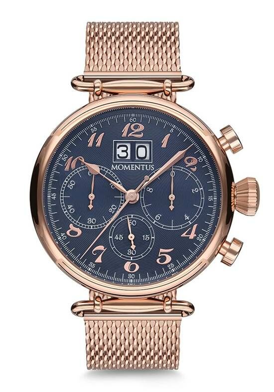 Momentus TM250R-11SR Quartz Hasır Rose Gold Lacivert Kadran 46 mm Erkek Saat