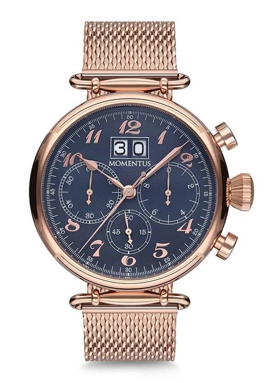 Momentus TM250R-11SR Quartz Hasır Rose Gold Lacivert Kadran 46 mm Erkek Saat