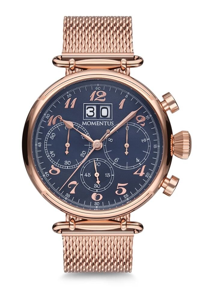 Momentus TM250R-11SR Quartz Hasır Rose Gold Lacivert Kadran 46 mm Erkek Saat