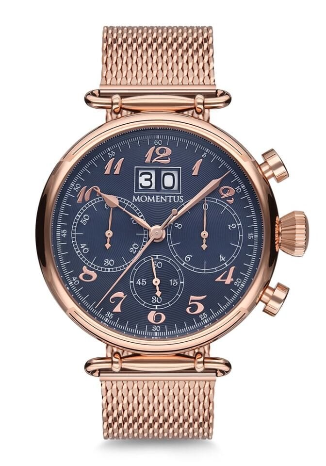 Momentus TM250R-11SR Quartz Hasır Rose Gold Lacivert Kadran 46 mm Erkek Saat