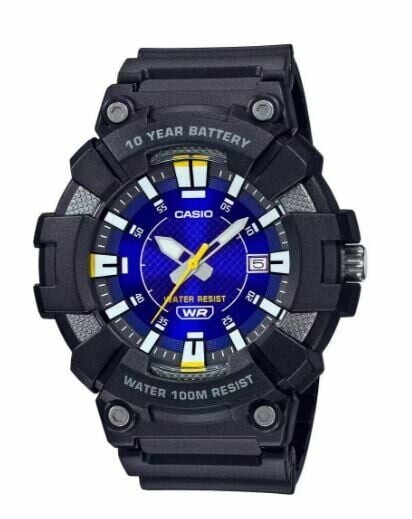 Casio MW-610H-2AVDF Quartz Silikon Siyah Lacivert Kadran 10 ATM 49 mm Erkek Kol Saati