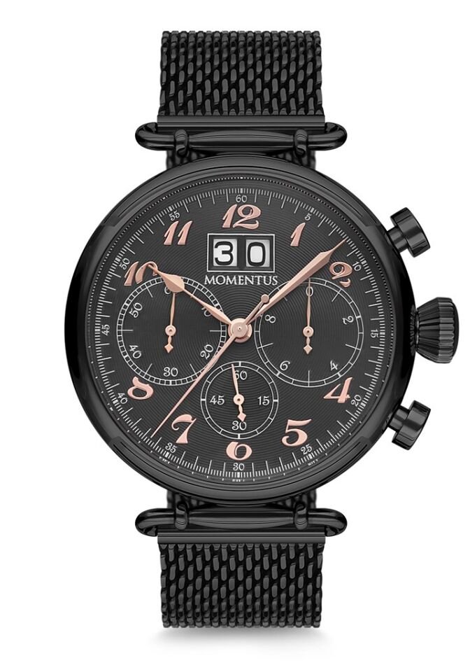 Momentus TM250N-05SR Quartz Hasır Siyah 46 mm Erkek Kol Saati
