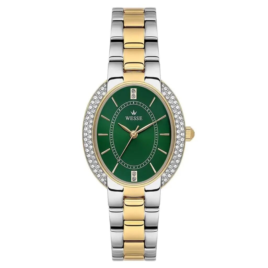 Wesse WWL113002 Quartz Çelik Altın/Gri Yeşil Kadran Kadın Kol Saati