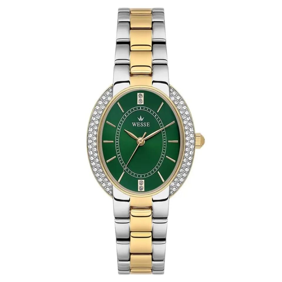 Wesse WWL113002 Quartz Çelik Altın/Gri Yeşil Kadran Kadın Kol Saati