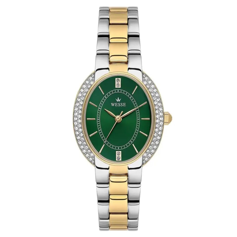 Wesse WWL113002 Quartz Çelik Altın/Gri Yeşil Kadran Kadın Kol Saati