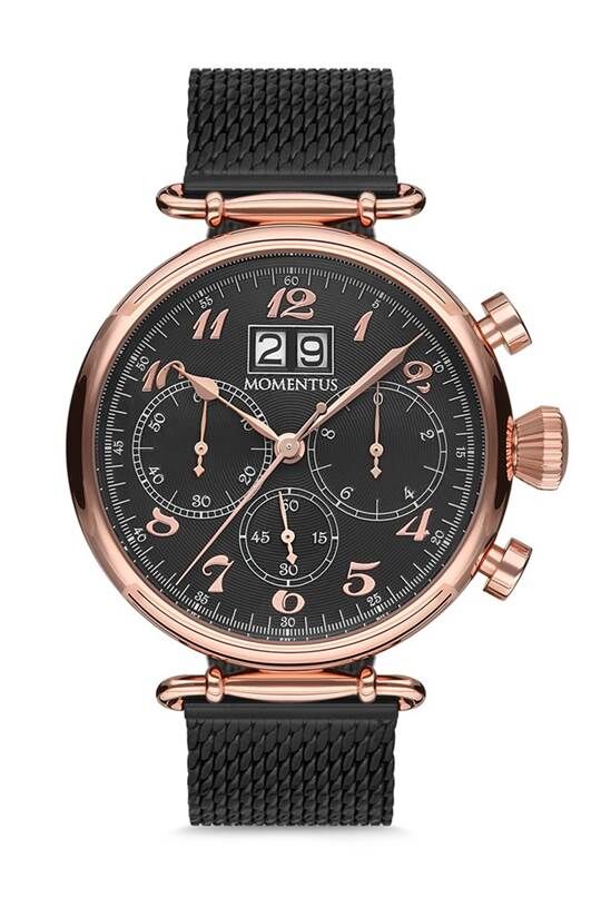 Momentus TM250R-04SR Quartz Hasır Siyah 46 mm Erkek Kol Saati