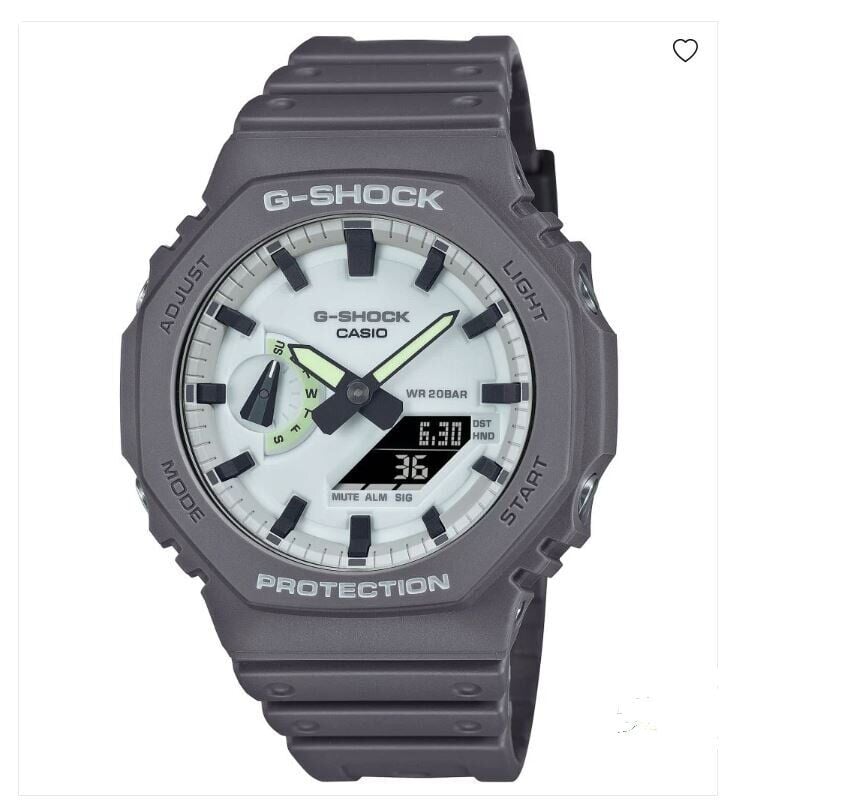 Casio GA-2100HD-8ADR Quartz Analog/Dijital Silikon Gri 20 ATM 52 mm Erkek Kol Saati