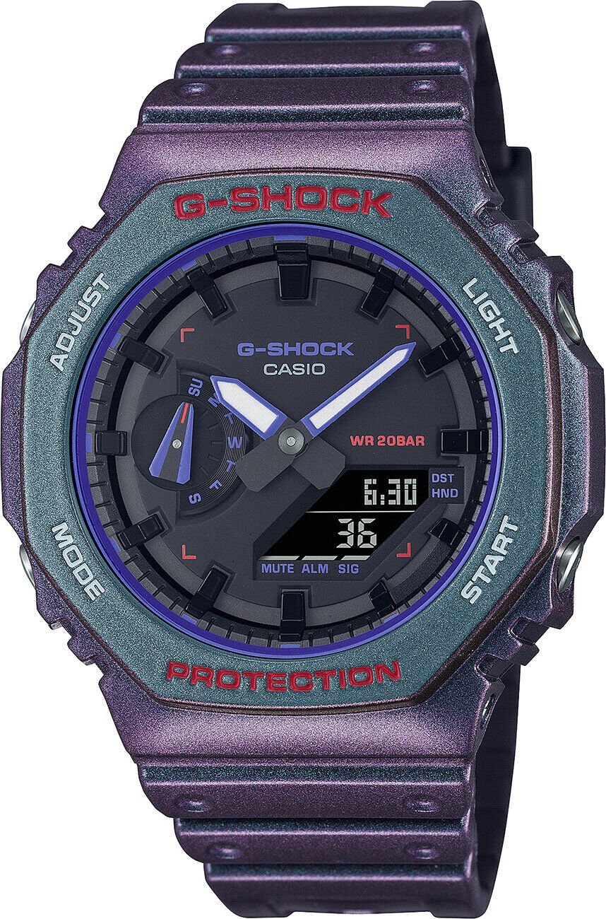 Casio GA-2100AH-6ADR Quartz Analog/Dijital Silikon Mor 20 ATM 45 mm Erkek Kol Saati