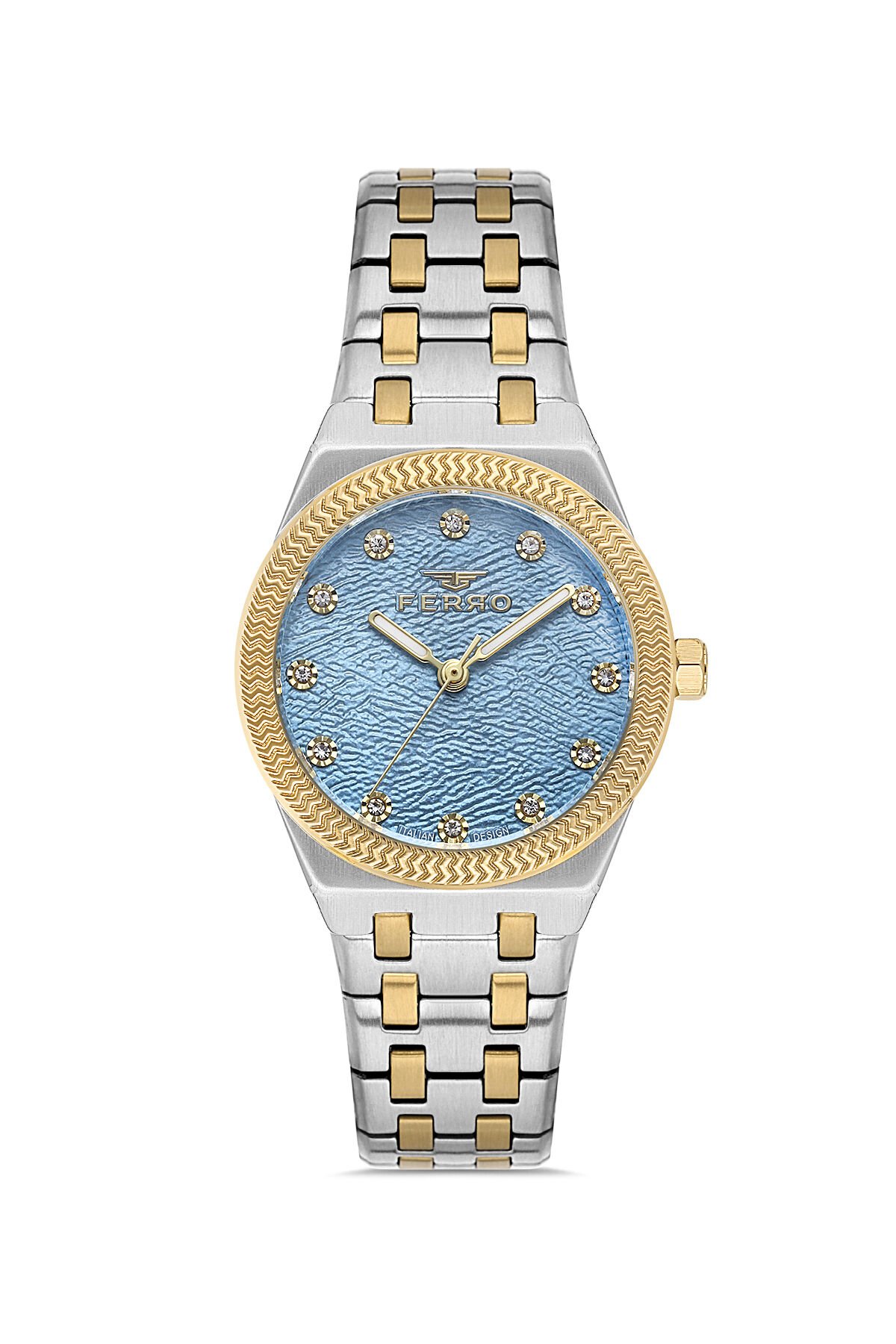 Ferro FL40146A-D3 Quartz Çelik Kordon Gri-Sarı 30 mm Kadın Kol Saati