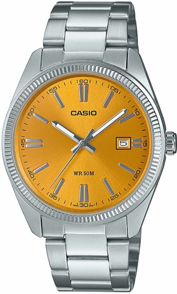 Casio MTP-1302PD-9AVEF Quartz Çelik Gri Sarı Kadran 39 mm Erkek Kol Saati