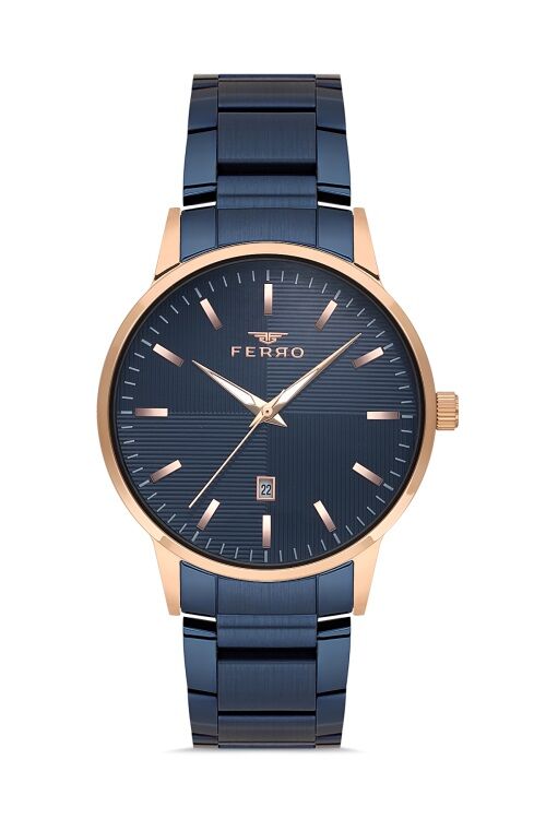 Ferro Quartz Çelik Lacivert 43 mm Erkek Kol Saati
