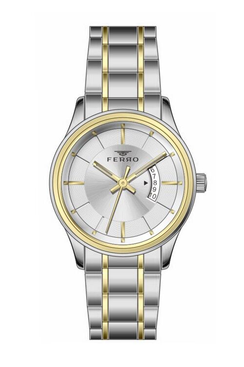 Ferro Sarı ve Gümüş Çelik Kordon Kadın Kol Saati FL21464A-D 3ATM Su Geçirmez 2 Yıl Garantili