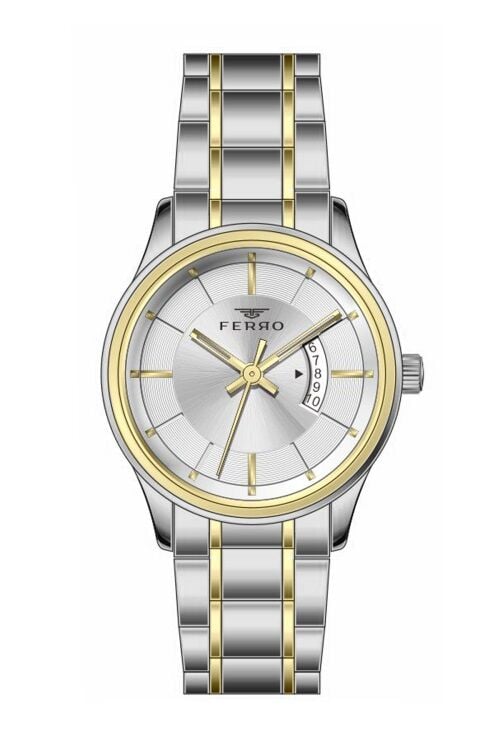 Ferro Sarı ve Gümüş Çelik Kordon Kadın Kol Saati FL21464A-D 3ATM Su Geçirmez 2 Yıl Garantili
