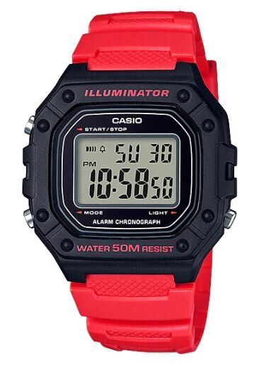 Casio W-218H-4BVDF Quartz Silikon Kordon Kırmızı 43 mm Erkek Kol Saati