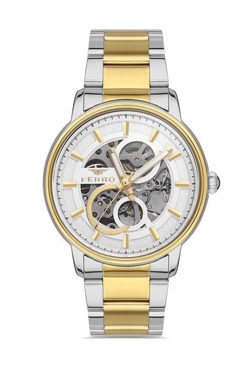 Ferro Sarı Çelik Kordon Erkek Kol Saati F31399A-D 3 ATM Su Geçirmez 2 Yıl Garantili HediyePaketli