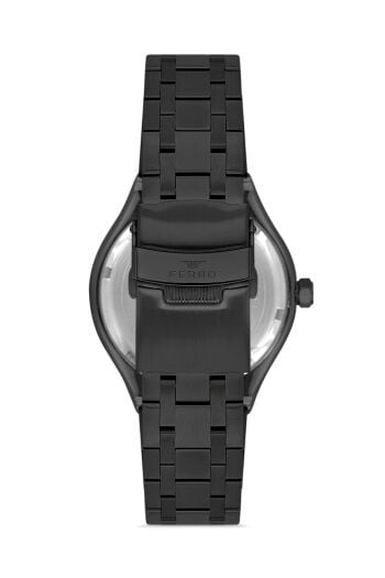 Ferro Siyah Çelik Kordon Erkek Kol Saati FM40122A-G Tüm Fonksiyonlar Aktif 3 ATM Su Geçirmez