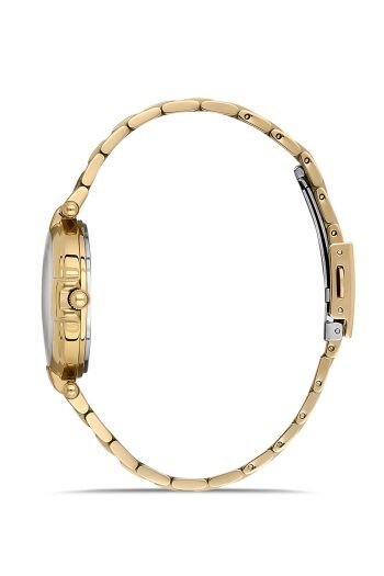 Ferro Quartz Çelik Altın Rengi Gümüş Beyaz Kadran 32 mm Kadın Kol Saati