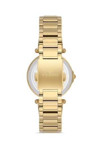 Ferro Quartz Çelik Altın Rengi Gümüş Beyaz Kadran 32 mm Kadın Kol Saati