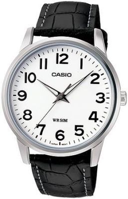 Casio MTP-1303L-7BVDF Quartz Deri Siyah Beyaz Kadran 40 mm Erkek Kol Saati