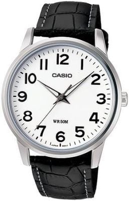 Casio MTP-1303L-7BVDF Quartz Deri Siyah Beyaz Kadran 40 mm Erkek Kol Saati