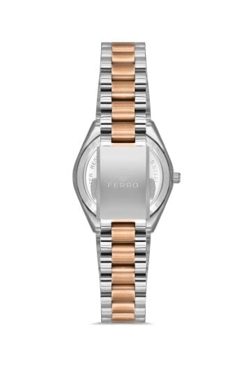 Ferro Rose ve Gümüş Çelik Kordon Kadın Kol Saati FL21492A-E13 3ATM Su Geçirmez 2 Yıl Garantili