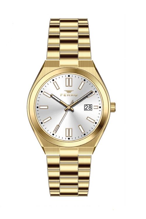Ferro Sarı Çelik Kordon Kadın Kol Saati FL21492A-B 3ATM Su Geçirmez 2 Yıl Garantili HediyePaketli