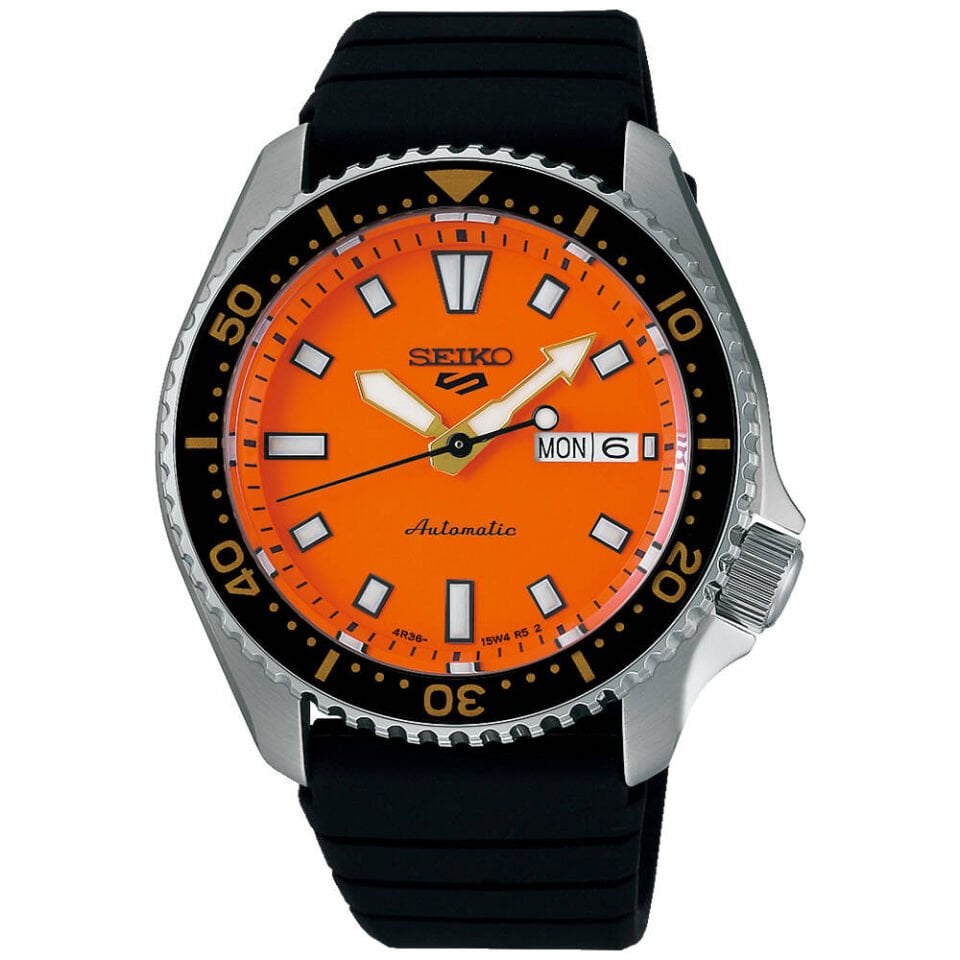 Seiko SRPL89K Otomatik Silikon Siyah Turuncu Kadran 10 ATM 43 mm Erkek Kol Sati