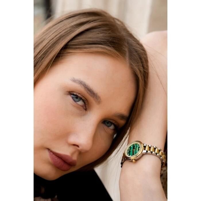 Ferro FL21493A-D6 Quartz Çelik Altın/Gri Yeşil Kadran 28 mm Kadın Kol Saati