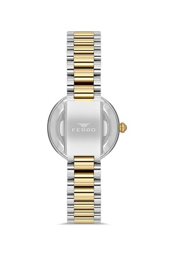 Ferro FL21493A-D6 Quartz Çelik Altın/Gri Yeşil Kadran 28 mm Kadın Kol Saati