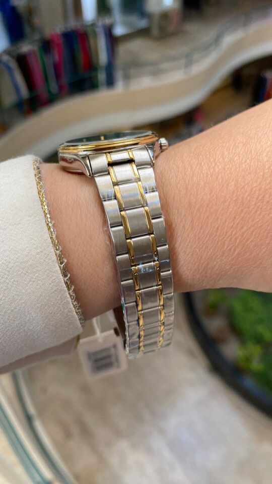 Ferro Quartz Çelik Altın/Gri Yeşil Kadran 31 mm Kadın Kol Saati