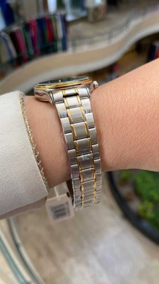 Ferro Quartz Çelik Altın/Gri Yeşil Kadran 31 mm Kadın Kol Saati