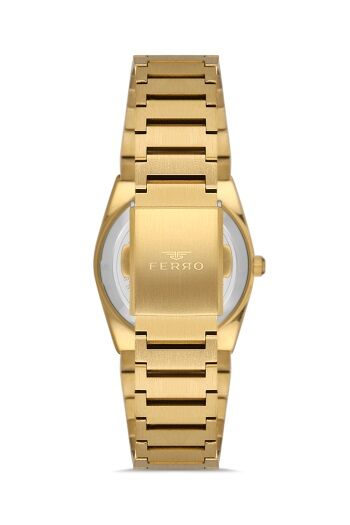 Ferro FL21495A-B Quartz Çelik Altın Rengi Beyaz Kadran 32 mm Kadın Kol Saati