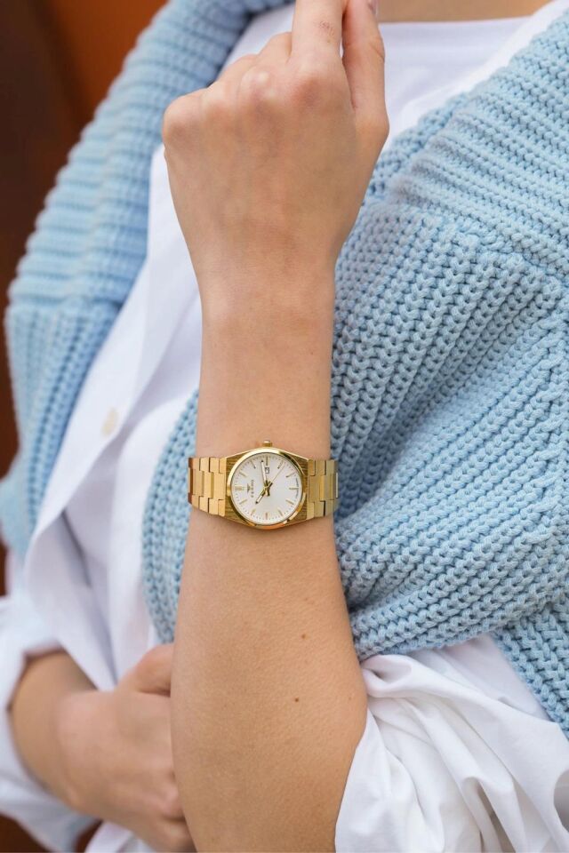 Ferro FL21495A-B Quartz Çelik Altın Rengi Beyaz Kadran 32 mm Kadın Kol Saati