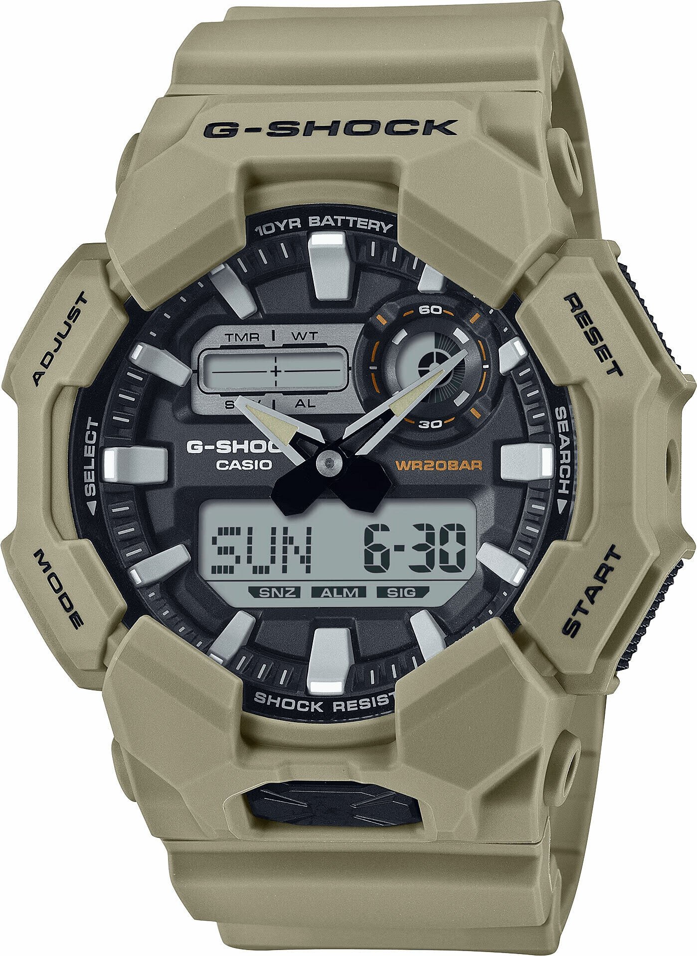 Casio GA-010-5ADR Quartz Silikon Kahve 20 ATM 52 mm Erkek Kol Saati