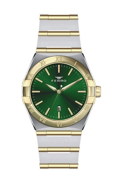 Ferro Sarı ve Gümüş Çelik Kordon Erkek Kol Saati F11471A-D6 3 ATM Su Geçirmez 2 Yıl Garantili