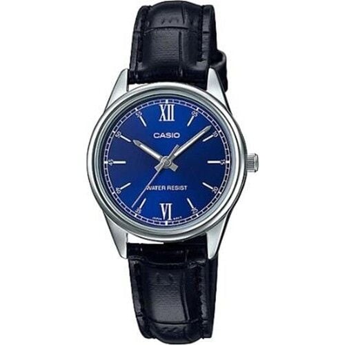 Casio LTP-V005L-2BUDF Quartz Deri Siyah Lacivert Kadran 28 mm Kadın Kol Saati