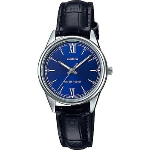 Casio LTP-V005L-2BUDF Quartz Deri Siyah Lacivert Kadran 28 mm Kadın Kol Saati