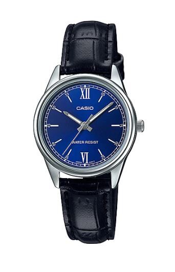Casio LTP-V005L-2BUDF Quartz Deri Siyah Lacivert Kadran 28 mm Kadın Kol Saati