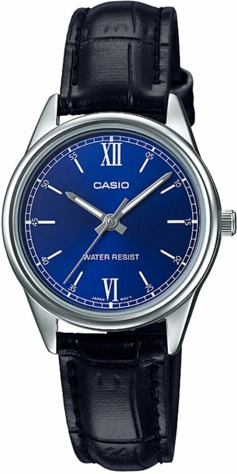 Casio LTP-V005L-2BUDF Quartz Deri Siyah Lacivert Kadran 28 mm Kadın Kol Saati