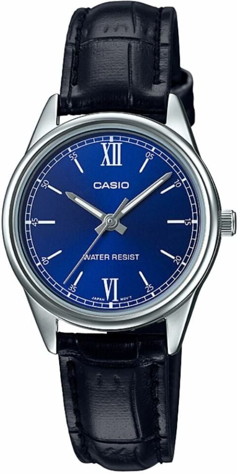 Casio LTP-V005L-2BUDF Quartz Deri Siyah Lacivert Kadran 28 mm Kadın Kol Saati