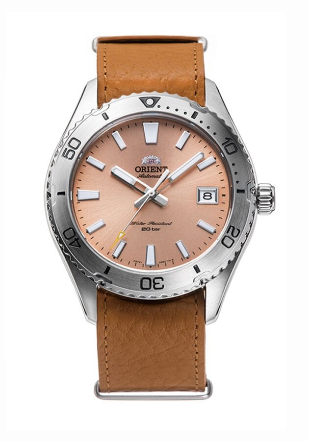 Orient RA-AC0Q05P30B Otomatik Deri Turuncu Safir Cam 20 ATM 40 mm Erkek Kol Saati