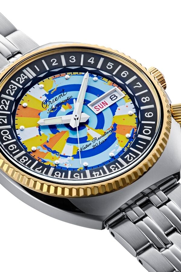 Orient World Map RA-AA0E08Y39B Limited Edition Otomatik Çelik Gri 20 ATM 44 mm Erkek Kol Saati