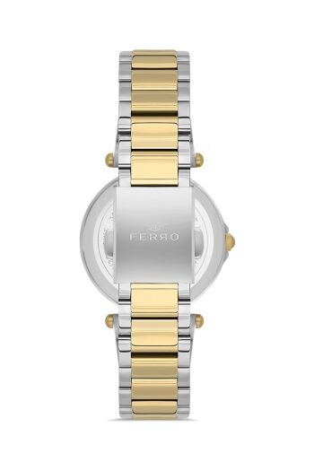 Ferro Quartz Çelik Altın/Gri Yeşil Kadran 33 mm Kadın Kol Saati